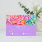 Farbenfrohe Hochzeit mit tropischer Wasserfarbe RSVP Karte (Stehend Vorderseite)