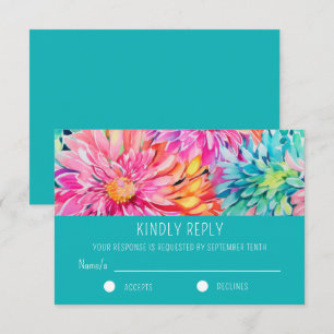 Farbenfrohe Hochzeit mit tropischer Wasserfarbe RSVP Karte
