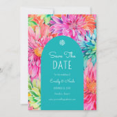 Farbenfrohe Hochzeit mit tropischer Wasserfarbe Save The Date (Vorderseite)