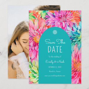 Farbenfrohe Hochzeit mit tropischer Wasserfarbe Save The Date