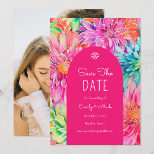 Farbenfrohe Hochzeit mit tropischer Wasserfarbe Save The Date
