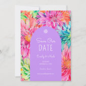 Farbenfrohe Hochzeit mit tropischer Wasserfarbe Save The Date (Vorderseite)