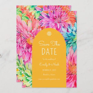Farbenfrohe Hochzeit mit tropischer Wasserfarbe Save The Date