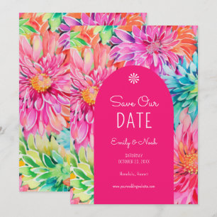 Farbenfrohe Hochzeit mit tropischer Wasserfarbe Save The Date