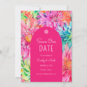 Farbenfrohe Hochzeit mit tropischer Wasserfarbe Save The Date (Vorderseite)