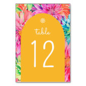 Farbenfrohe Hochzeit mit tropischer Wasserfarbe Tischnummer (Rückseite)