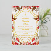 Farbenfrohe Hochzeit Moderner botanischer Blumenga Folieneinladung (Stehend vorne)