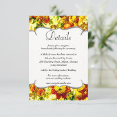 Farbenfrohe Hochzeitdetails Begleitkarte (Stehend Vorderseite)