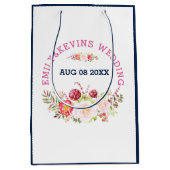 Farbenfrohe Hochzeitsblumen Bouquet & Text Mittlere Geschenktüte (Vorderseite)