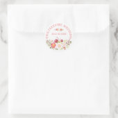 Farbenfrohe Hochzeitsblumen Bouquet & Text Runder Aufkleber (Tasche)