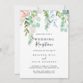 Farbenfrohe Hochzeitsempfehlung mit tropischem Fla Einladung (Vorderseite)