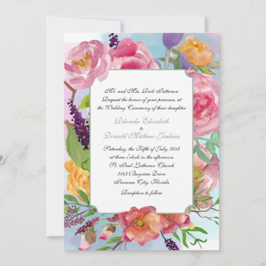 Farbenfrohe Hochzeitsfeier Einladung (Vorderseite)