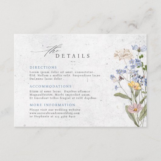 Farbenfrohe Hochzeitsfeier Hochzeitsstunde Details Begleitkarte (Vorderseite)