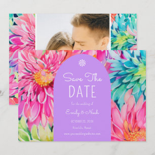 Farbenfrohe Hochzeitsfeier im tropischen Foto Save The Date