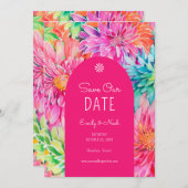 Farbenfrohe Hochzeitsfeier im tropischen Foto Save The Date (Vorne/Hinten)