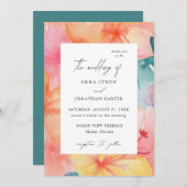 Farbenfrohe Hochzeitsfeier mit tropischem Flair Einladung (Vorne/Hinten)