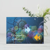 Farbenfrohe Hochzeitsfeier unter Wasser Einladung (Stehend Vorderseite)