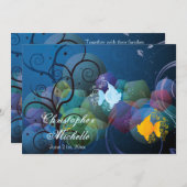 Farbenfrohe Hochzeitsfeier unter Wasser Einladung (Vorne/Hinten)