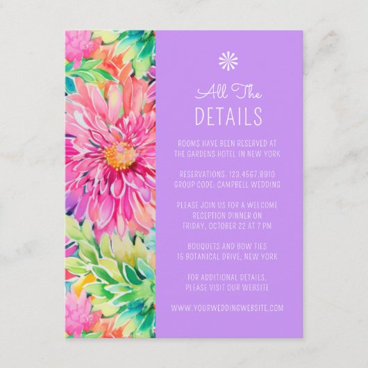 Farbenfrohe Hochzeitsstimmung in tropischem Flair Begleitkarte (Vorderseite)