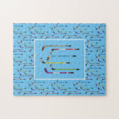Farbenfrohe Hockey Sticks Blue Background Puzzle (Horizontal)