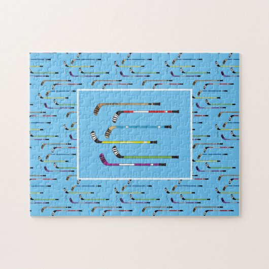 Farbenfrohe Hockey Sticks Blue Background Puzzle (Horizontal)
