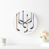 Farbenfrohe Hockey Sticks Man Cave Room Dekoration Große Wanduhr (Zuhause)