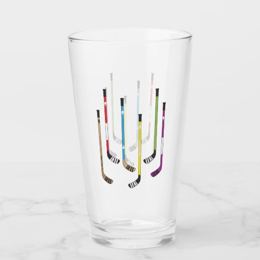 Farbenfrohe Hockeyschläger Glas (Rückseite)