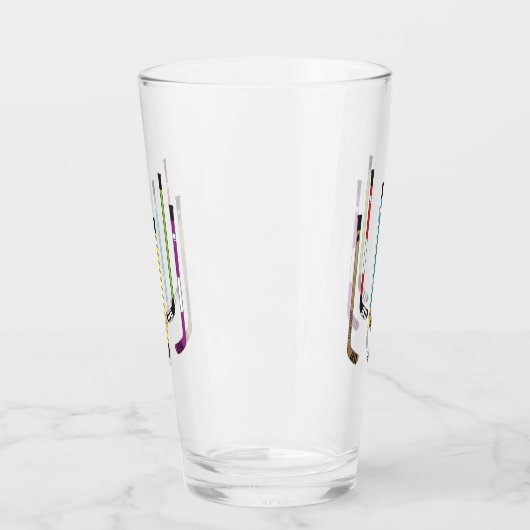 Farbenfrohe Hockeyschläger Glas (Links)