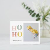Farbenfrohe HOHO und Foto | Happy Holidays Postcar Postkarte (Stehend Vorderseite)