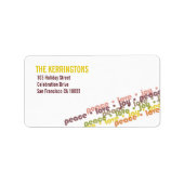 Farbenfrohe Holiday Liebe Peace Joy Address Labels Adressaufkleber (Vorne)