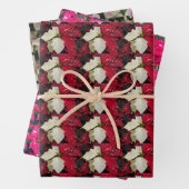 Farbenfrohe Holiday Poinsettias Blumenmuster Geschenkpapier Set (Beispiel)