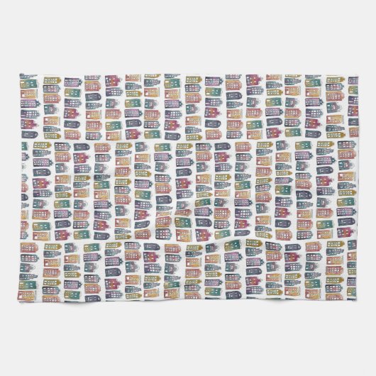 Farbenfrohe holländische Häuser Amsterdam City Pat Geschirrtuch (Horizontal)