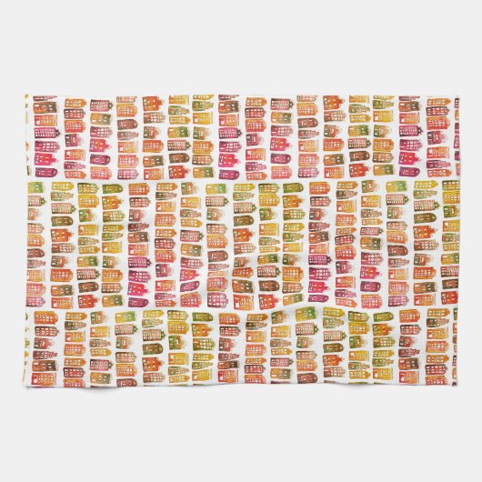 Farbenfrohe holländische Häuser Amsterdam Muster R Geschirrtuch (Horizontal)