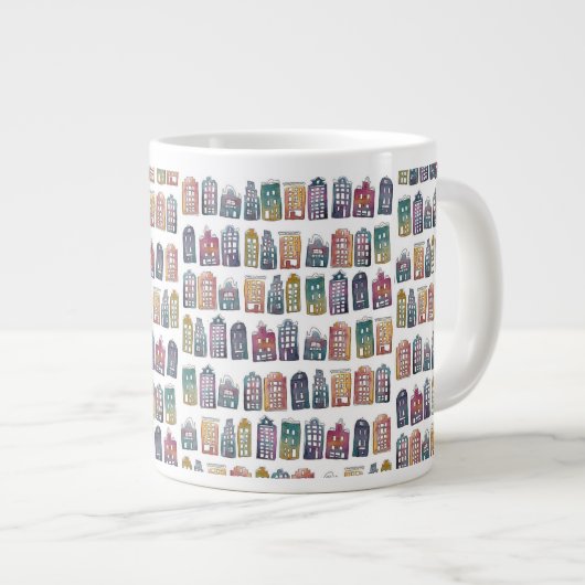 Farbenfrohe holländische Häuser Amsterdam Muster R Jumbo-Tasse (Vorderseite Rechts)
