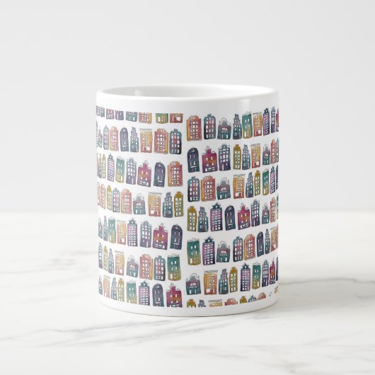 Farbenfrohe holländische Häuser Amsterdam Muster R Jumbo-Tasse (Vorderseite)