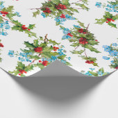 Farbenfrohe Holly and Blue Vergiss Me Nots Geschenkpapier (Ecke)