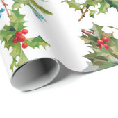 Farbenfrohe Holly and Blue Vergiss Me Nots Geschenkpapier (Rolleneckpunkt)