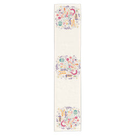 Farbenfrohe Holly Jolly Retro Text Design Kurzer Tischläufer