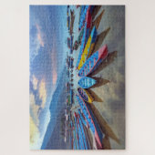 Farbenfrohe Holzboote Phewa Lake Nepal Reise Puzzle (Vertikal)