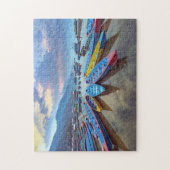 Farbenfrohe Holzboote Phewa Lake Nepal Reise Puzzle (Vertikal)
