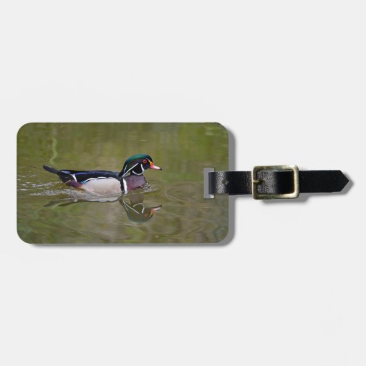 Farbenfrohe Holzente Gepäckanhänger (Vorderseite horizontal)