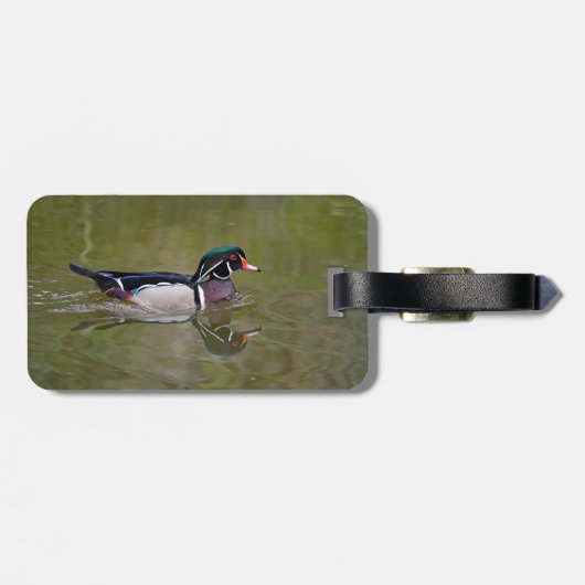 Farbenfrohe Holzente Gepäckanhänger (Rückseite horizontal)