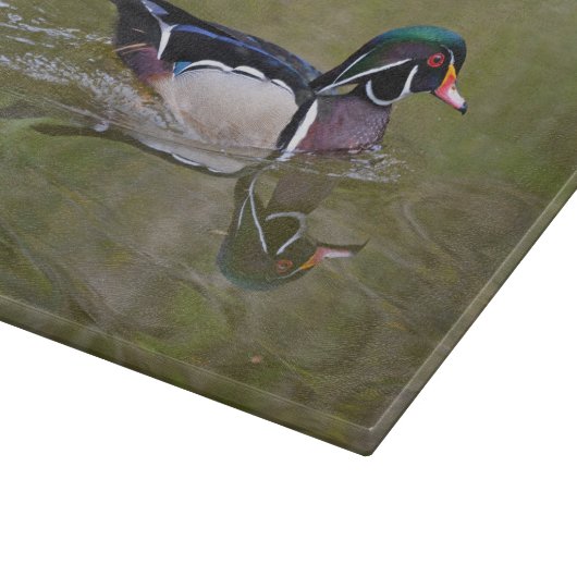 Farbenfrohe Holzente Schneidebrett (Ecke)