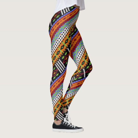 Farbenfrohe Holzgestaltung Leggings (Rechts)