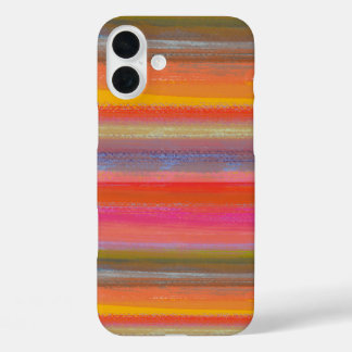 Farbenfrohe Holzkohle Boho Streifen iPhone 16 Plus Hülle