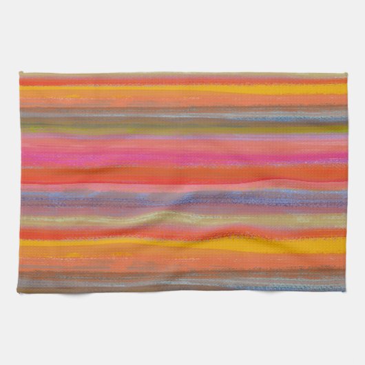 Farbenfrohe Holzkohle Boho Streifen Geschirrtuch (Horizontal)