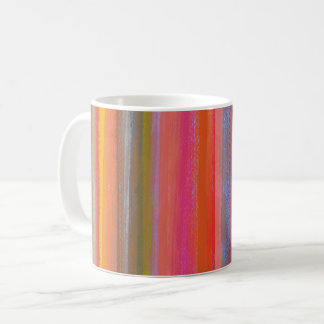 Farbenfrohe Holzkohle Boho Streifen Kaffeetasse