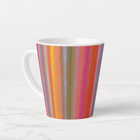 Farbenfrohe Holzkohle Boho Streifen Milchtasse (Linke Ecke)