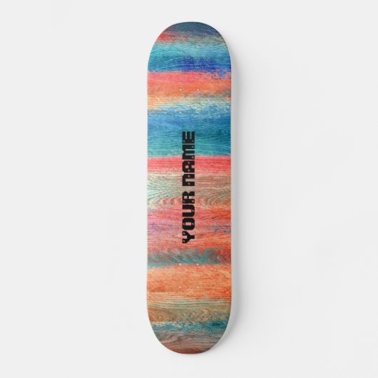 Farbenfrohe Holzkörner Skateboard (Vorderseite)