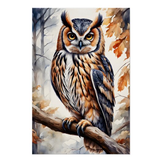 Farbenfrohe Holzschale auf Baumzweig Poster (Vorderseite)